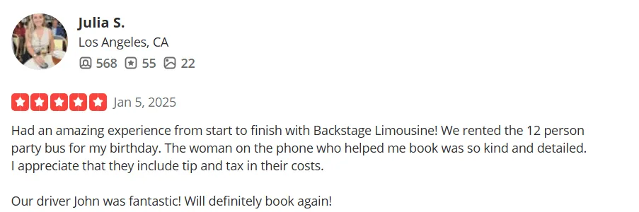 5-star review from Julia S.